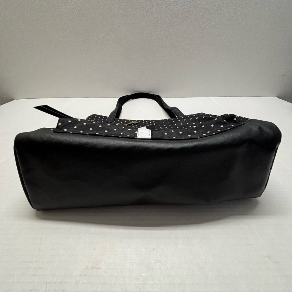 Fossil Polka Dots Tote Shoulder Bag Nylon Black White - Picture 6 of 16